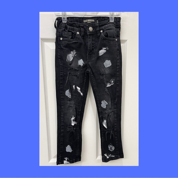 Boys Slim Distressed Jeans Black/White Size 5 - Picture 1 of 3